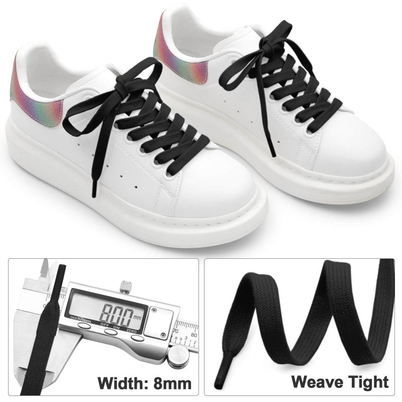 DELELE 2 Pair 55 inch Flat Shoe Laces for Athletic Running Sneakers Shoes Black - Image 3